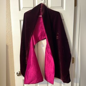Velvet Shawl Wrap in Wine Red and Pink